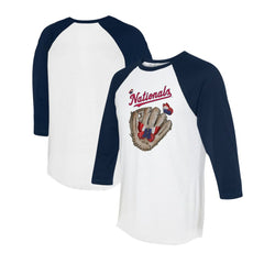 Washington Nationals Tiny Turnip Unisex Butterfly Glove 3/4-Sleeve Raglan T-Shirt - White/Navy T-shirts