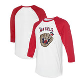Los Angeles Angels Tiny Turnip Unisex Butterfly Glove 3/4-Sleeve Raglan T-Shirt - White/Red T-shirts
