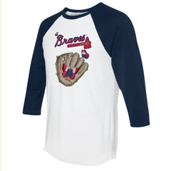 Atlanta Braves Tiny Turnip Unisex Butterfly Glove 3/4-Sleeve Raglan T-Shirt - White/Navy T-shirts