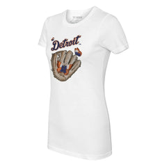 Detroit Tigers Tiny Turnip Women's Butterfly Glove T-Shirt - White T-shirts