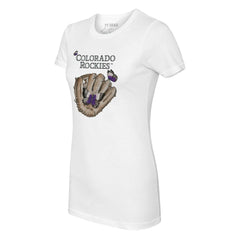Colorado Rockies Tiny Turnip Women's Butterfly Glove T-Shirt - White T-shirts