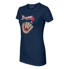 Atlanta Braves Tiny Turnip Women's Butterfly Glove T-Shirt - Navy T-shirts