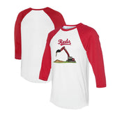 Cincinnati Reds Tiny Turnip Unisex Excavator 3/4-Sleeve Raglan T-Shirt - White/Red T-shirts