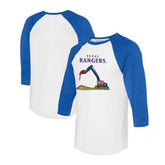 Texas Rangers Tiny Turnip Unisex Excavator 3/4-Sleeve Raglan T-Shirt - White/Royal T-shirts