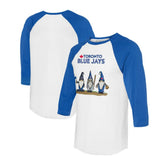 Toronto Blue Jays Tiny Turnip Unisex Gnomes 3/4-Sleeve Raglan T-Shirt - White/Royal T-shirts