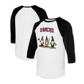 Arizona Diamondbacks Tiny Turnip Unisex Gnomes 3/4-Sleeve Raglan T-Shirt - White/Black T-shirts