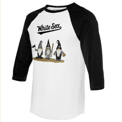 Chicago White Sox Tiny Turnip Unisex Gnomes 3/4-Sleeve Raglan T-Shirt - White/Black T-shirts