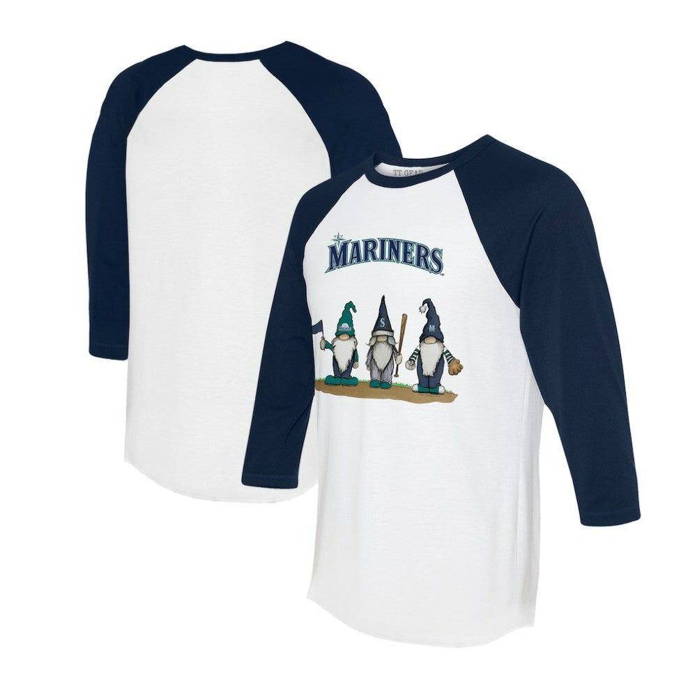 Seattle Mariners Tiny Turnip Unisex Gnomes 3/4-Sleeve Raglan T-Shirt - White/Navy T-shirts