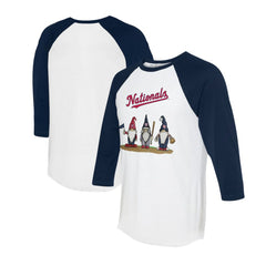 Washington Nationals Tiny Turnip Unisex Gnomes 3/4-Sleeve Raglan T-Shirt - White/Navy T-shirts