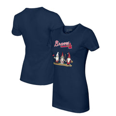 Atlanta Braves Tiny Turnip Women's Gnomes T-Shirt - Navy T-shirts