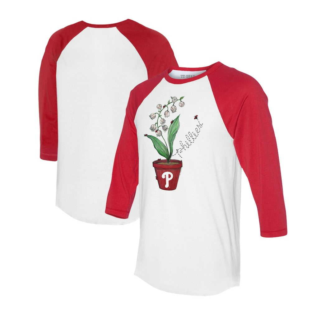 Philadelphia Phillies Tiny Turnip Unisex Lilies & Ladybugs 3/4-Sleeve Raglan T-Shirt - White/Red T-shirts