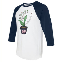 Washington Nationals Tiny Turnip Unisex Lilies & Ladybugs 3/4-Sleeve Raglan T-Shirt - White/Navy T-shirts