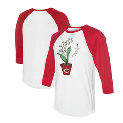 Cincinnati Reds Tiny Turnip Unisex Lilies & Ladybugs 3/4-Sleeve Raglan T-Shirt - White/Red T-shirts