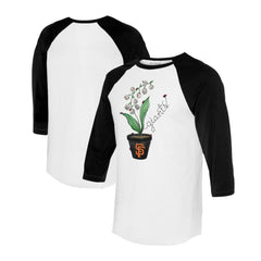 San Francisco Giants Tiny Turnip Unisex Lilies & Ladybugs 3/4-Sleeve Raglan T-Shirt - White/Black T-shirts