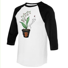 San Francisco Giants Tiny Turnip Unisex Lilies & Ladybugs 3/4-Sleeve Raglan T-Shirt - White/Black T-shirts
