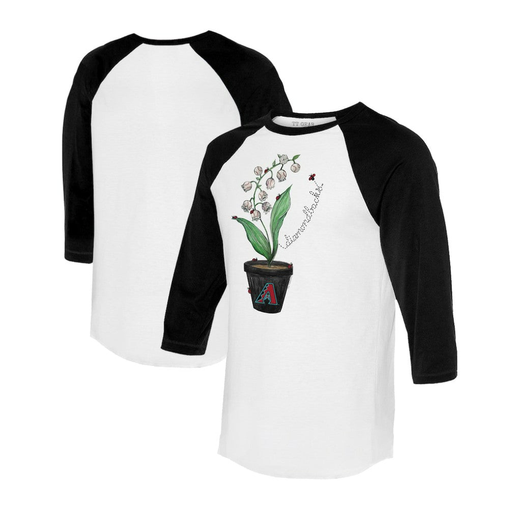 Arizona Diamondbacks Tiny Turnip Unisex Lilies & Ladybugs 3/4-Sleeve Raglan T-Shirt - White/Black T-shirts