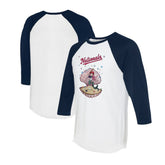 Washington Nationals Tiny Turnip Unisex Mermaid 3/4-Sleeve Raglan T-Shirt - White/Navy T-shirts