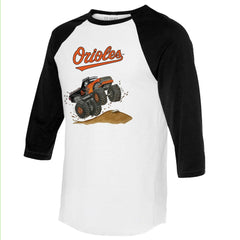 Baltimore Orioles Tiny Turnip Unisex Monster Truck 3/4-Sleeve Raglan T-Shirt - White/Black T-shirts