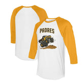 San Diego Padres Tiny Turnip Unisex Monster Truck 3/4-Sleeve Raglan T-Shirt - White/Gold T-shirts