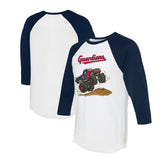 Cleveland Guardians Tiny Turnip Unisex Monster Truck 3/4-Sleeve Raglan T-Shirt - White/Navy T-shirts