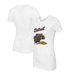 Detroit Tigers Tiny Turnip Women's Monster Truck T-Shirt - White T-shirts