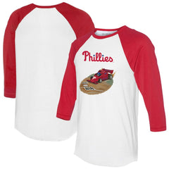 Philadelphia Phillies Tiny Turnip Unisex Race Car 3/4-Sleeve Raglan T-Shirt - White/Red T-shirts