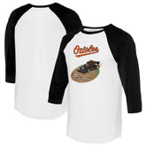 Baltimore Orioles Tiny Turnip Unisex Race Car 3/4-Sleeve Raglan T-Shirt - White/Black T-shirts