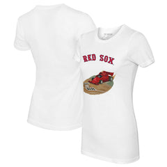 Boston Red Sox Tiny Turnip Women's Race Car T-Shirt - White T-shirts