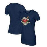 Seattle Mariners Tiny Turnip Women's Tattoo Rose T-Shirt - Navy T-shirts