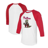 Philadelphia Phillies Tiny Turnip Unisex Triceratops 3/4-Sleeve Raglan T-Shirt - White/Red T-shirts