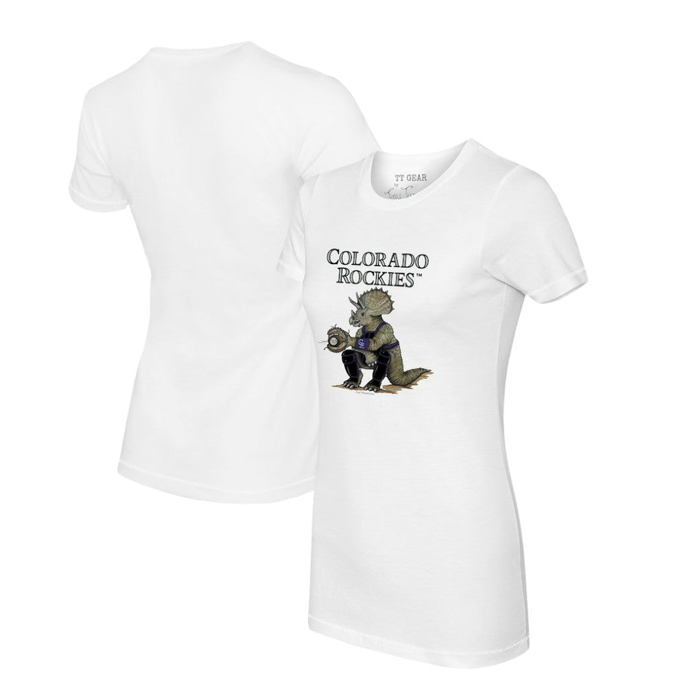 Colorado Rockies Tiny Turnip Women's Triceratops T-Shirt - White T-shirts