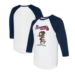 Atlanta Braves Tiny Turnip Unisex 2024 Year of the Dragon 3/4-Sleeve Raglan T-Shirt - White/Navy T-shirts