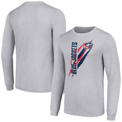 NHL Columbus Blue Jackets Starter Color Scratch Long-Sleeve T-Shirt - Heather Gray