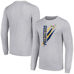 NHL Nashville Predators Starter Color Scratch Long-Sleeve T-Shirt - Heather Gray