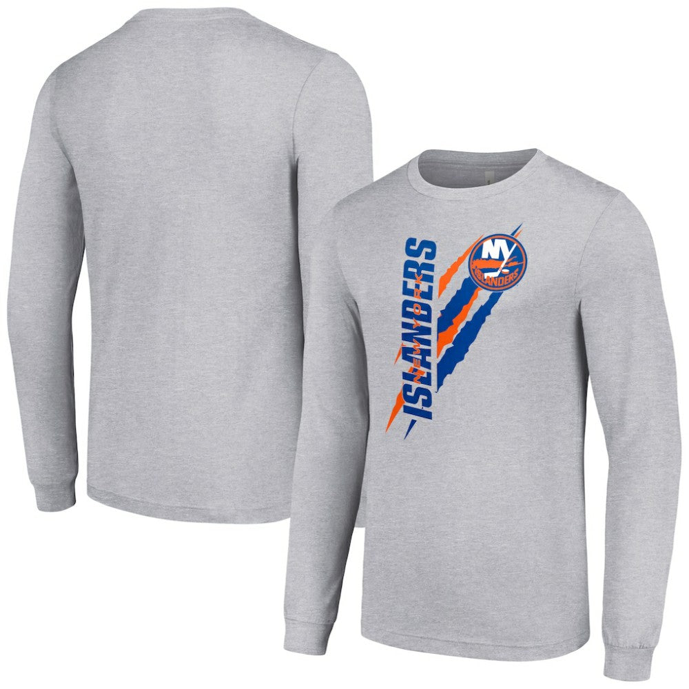 NHL New York Islanders Starter Color Scratch Long-Sleeve T-Shirt - Heather Gray
