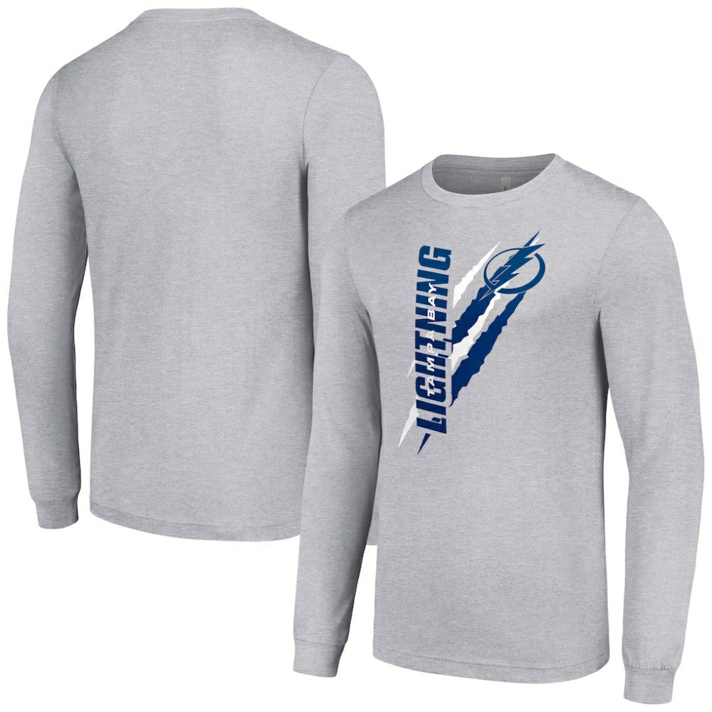 NHL Tampa Bay Lightning Starter Color Scratch Long-Sleeve T-Shirt - Heather Gray