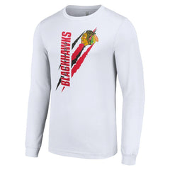 NHL Chicago Blackhawks Starter Color Scratch Long-Sleeve T-Shirt - White