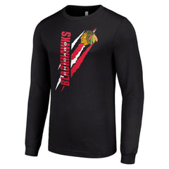 NHL Chicago Blackhawks Starter Color Scratch Long-Sleeve T-Shirt - Black
