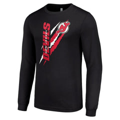 NHL New Jersey Devils Starter Color Scratch Long-Sleeve T-Shirt - Black