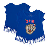 Chicago Cubs Tiny Turnip Girls Youth Butterfly Glove Fringe T-Shirt - Royal T-shirts