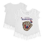 Texas Rangers Tiny Turnip Girls Youth Butterfly Glove Fringe T-Shirt - White T-shirts