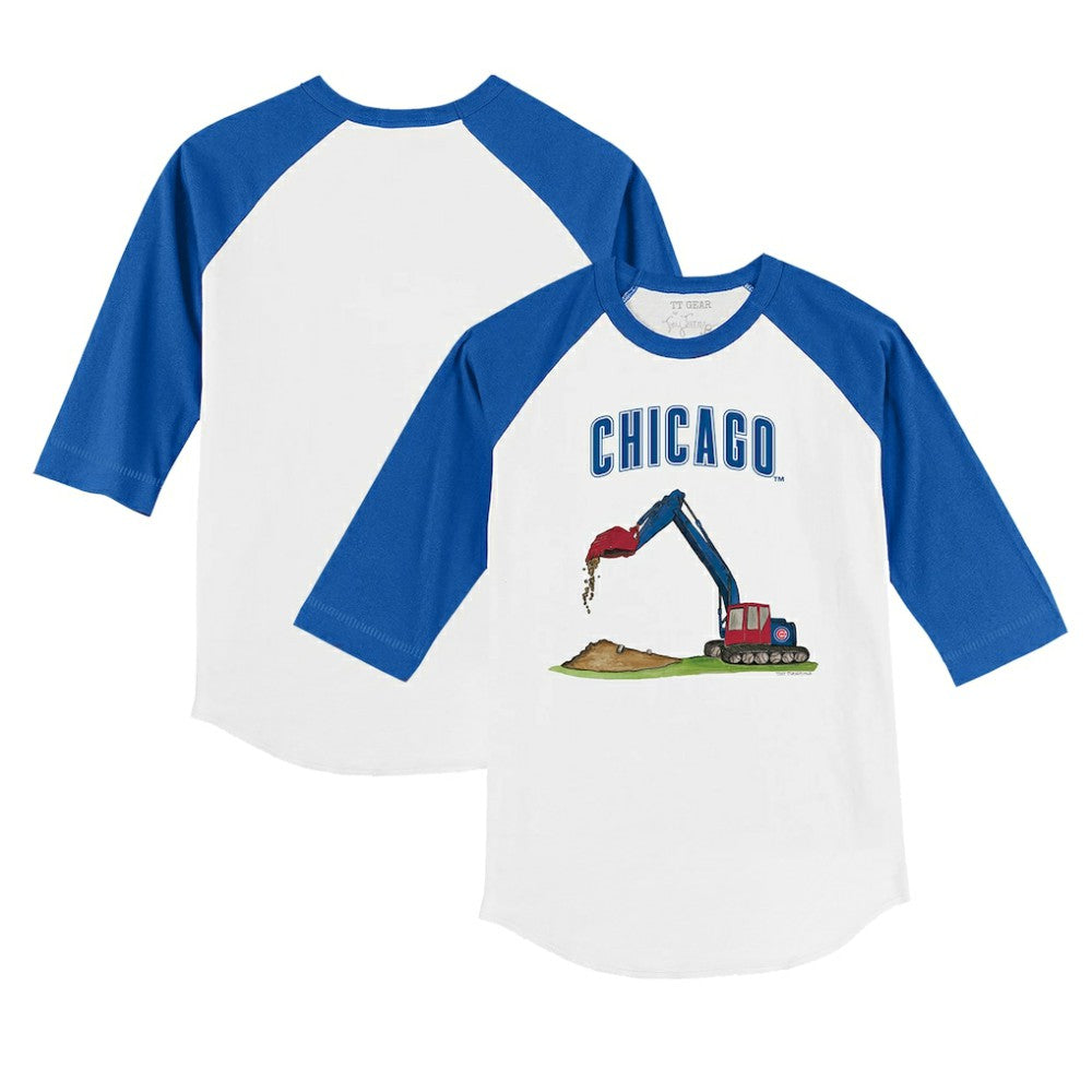 Chicago Cubs Tiny Turnip Youth Excavator 3/4-Sleeve Raglan T-Shirt - White/Royal T-shirts