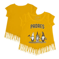 San Diego Padres Tiny Turnip Girls Youth Gnomes Fringe T-Shirt - Gold T-shirts