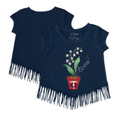 Minnesota Twins Tiny Turnip Girls Youth Lilies & Ladybugs Fringe T-Shirt - Navy T-shirts