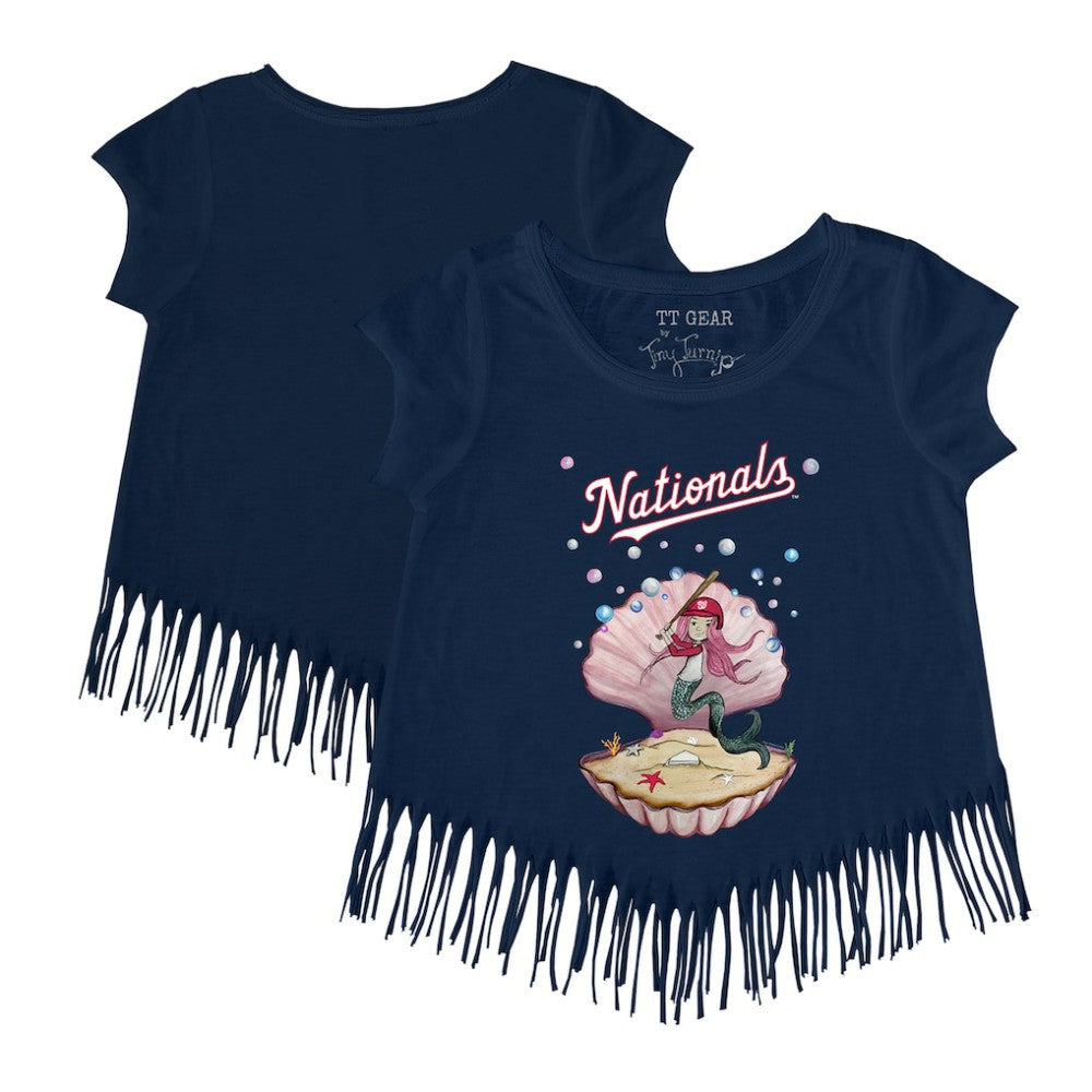 Washington Nationals Tiny Turnip Girls Youth Mermaid Fringe T-Shirt - Navy T-shirts