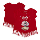 Cincinnati Reds Tiny Turnip Girls Youth Mermaid Fringe T-Shirt - Red T-shirts