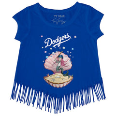 Los Angeles Dodgers Tiny Turnip Girls Youth Mermaid Fringe T-Shirt - Royal T-shirts