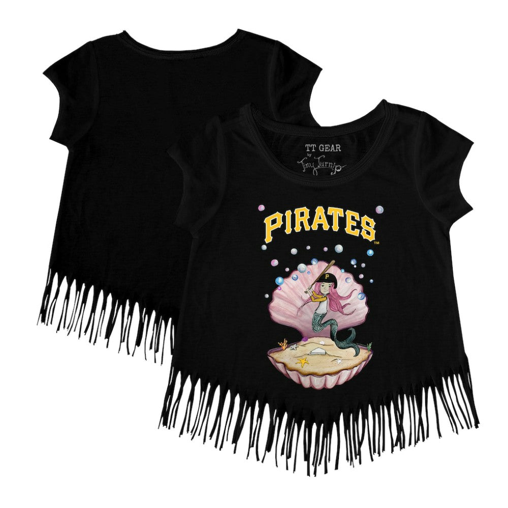 Pittsburgh Pirates Tiny Turnip Girls Youth Mermaid Fringe T-Shirt - Black T-shirts
