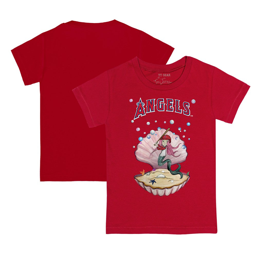 Los Angeles Angels Tiny Turnip Youth Mermaid T-Shirt - Red T-shirts