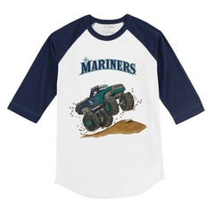 Seattle Mariners Tiny Turnip Youth Monster Truck 3/4-Sleeve Raglan T-Shirt - White/Navy T-shirts